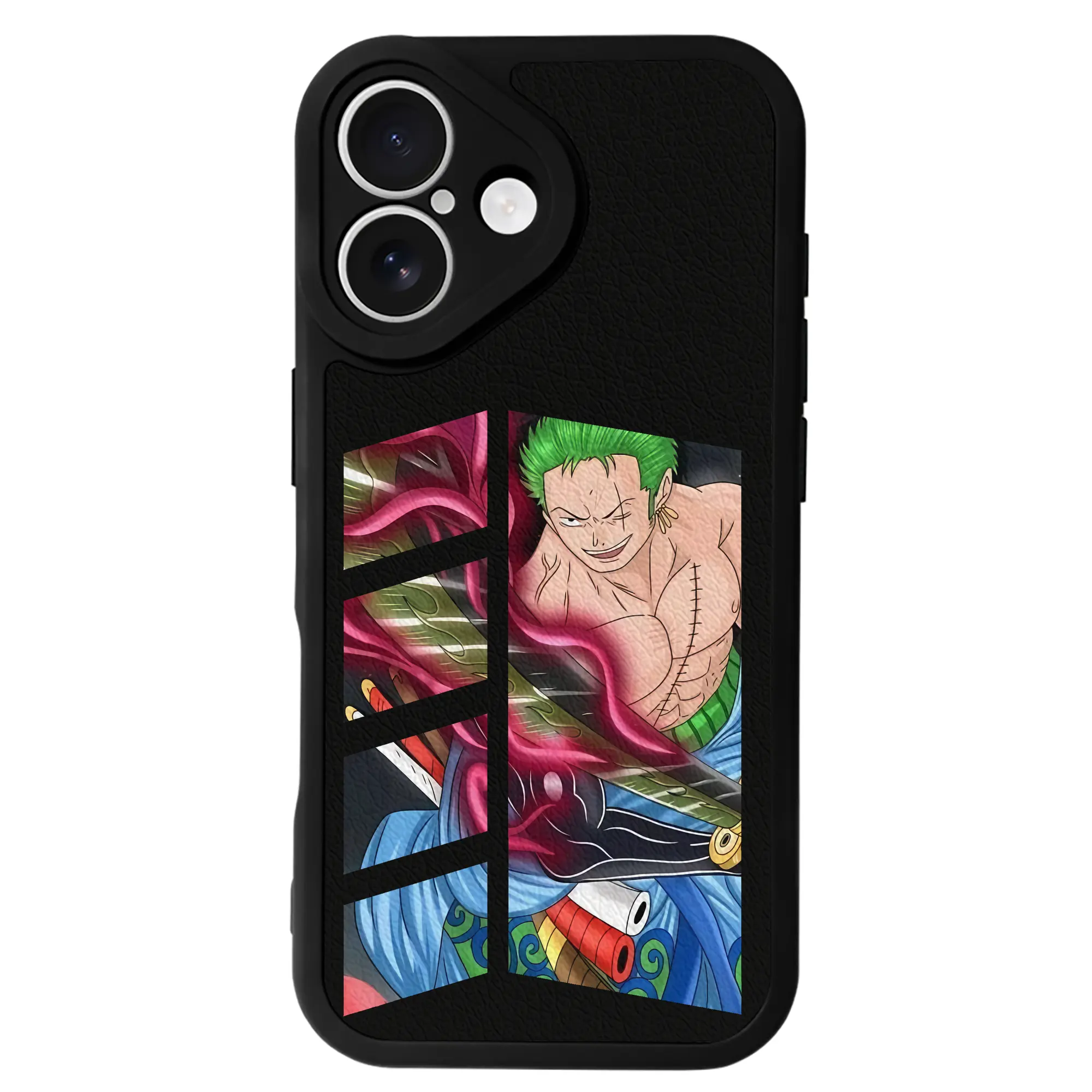 ワンピース グッズ ロロノア・ゾロ - IPhone 16シリーズ対応 ・ シリコンスマホケース ・ レザー調 ・ 高精度フィット ・ 耐衝撃 ・ ワイヤレス充電対応 ・ 精密カット